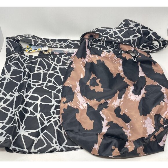 Diane‎ Von Furstenberg x Target Set of 2 Reversible Packable Reusable Bags Brown - Picture 1 of 7